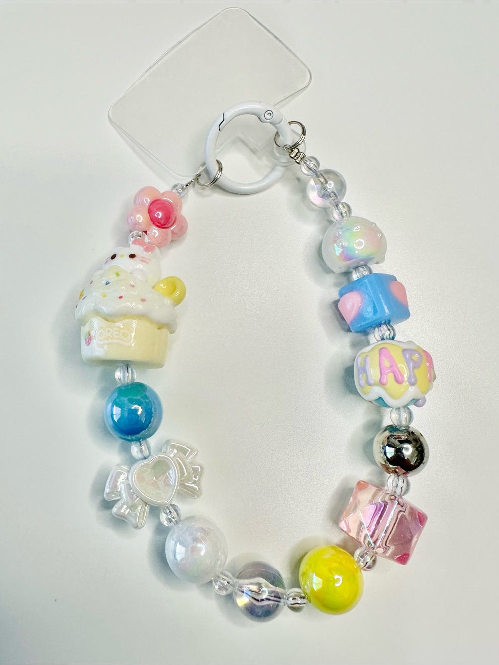 Happy HK Cupcake Charm with Happy Bead phone or Bag charm